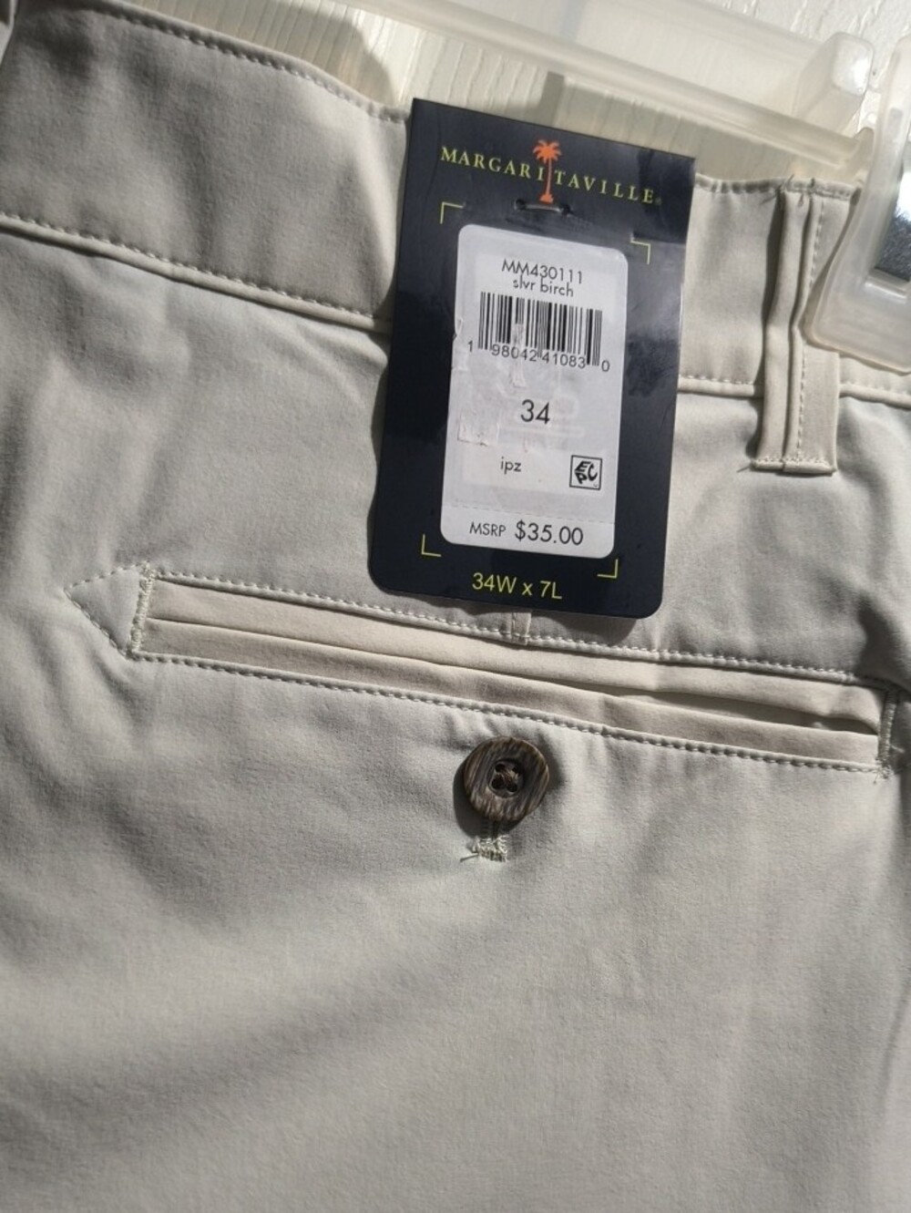 Margaritaville Men's White Flat Front Shorts - Picture 3 of 3